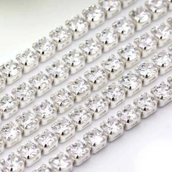 White Diamond Fringe Cowboy/Cowgirl Hat,Rhinestone Fringe Double rhinestone band - Picture 6 of 7